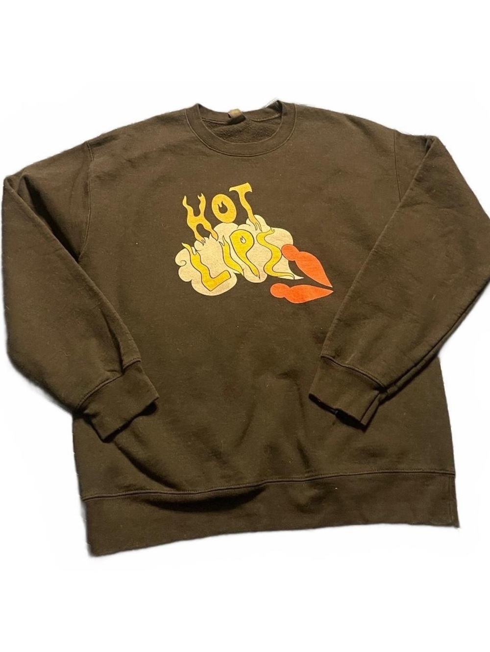 Gildan Heavy Blend Black Crewneck Sweatshirt Hot Lips Graphic